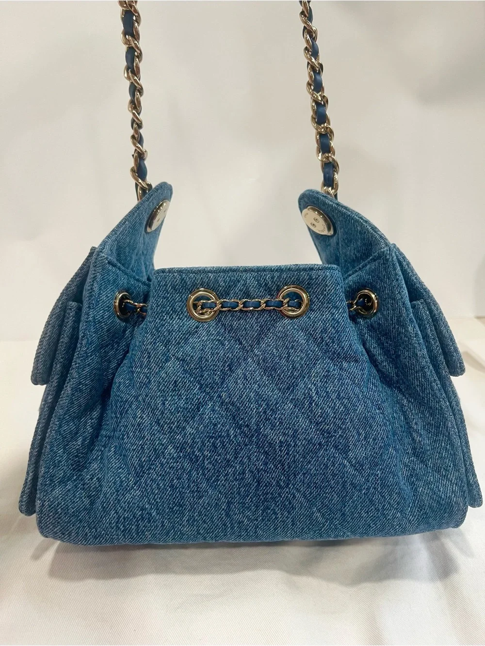 Chanel 25 Blue Denim Mini Hobo Bag GHW